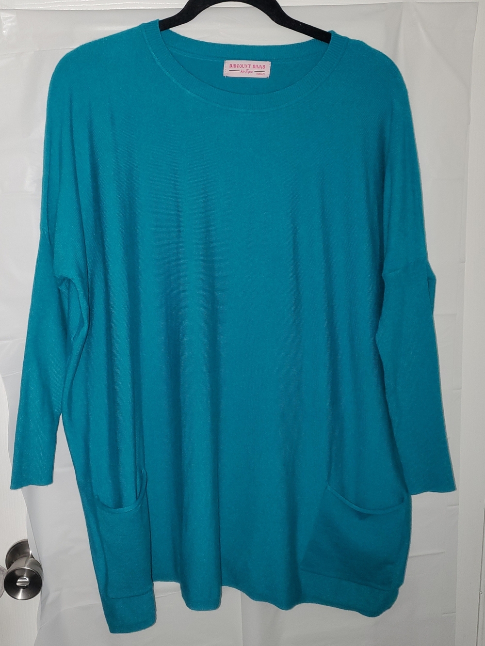 Teal Oversized Long Sleeve Pocket Top